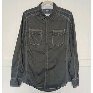 BKE Buckle Shirt Button Front Chambray Long Sleeve Men's Medium Standard Fit